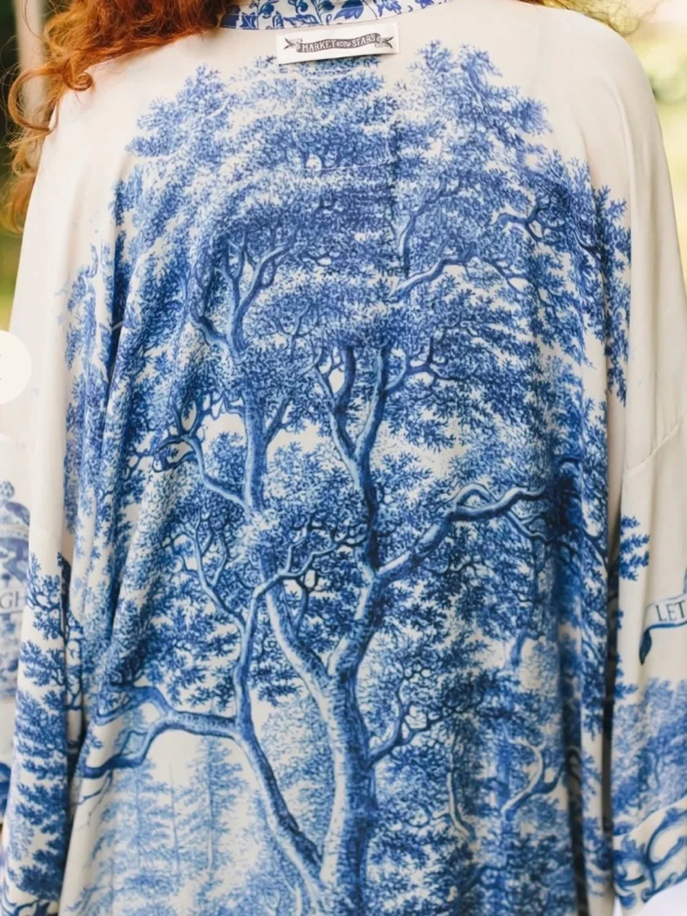 Market of Stars Let the Light In Blue & White Printed Kimono Robe - Women - Picture 7 of 7